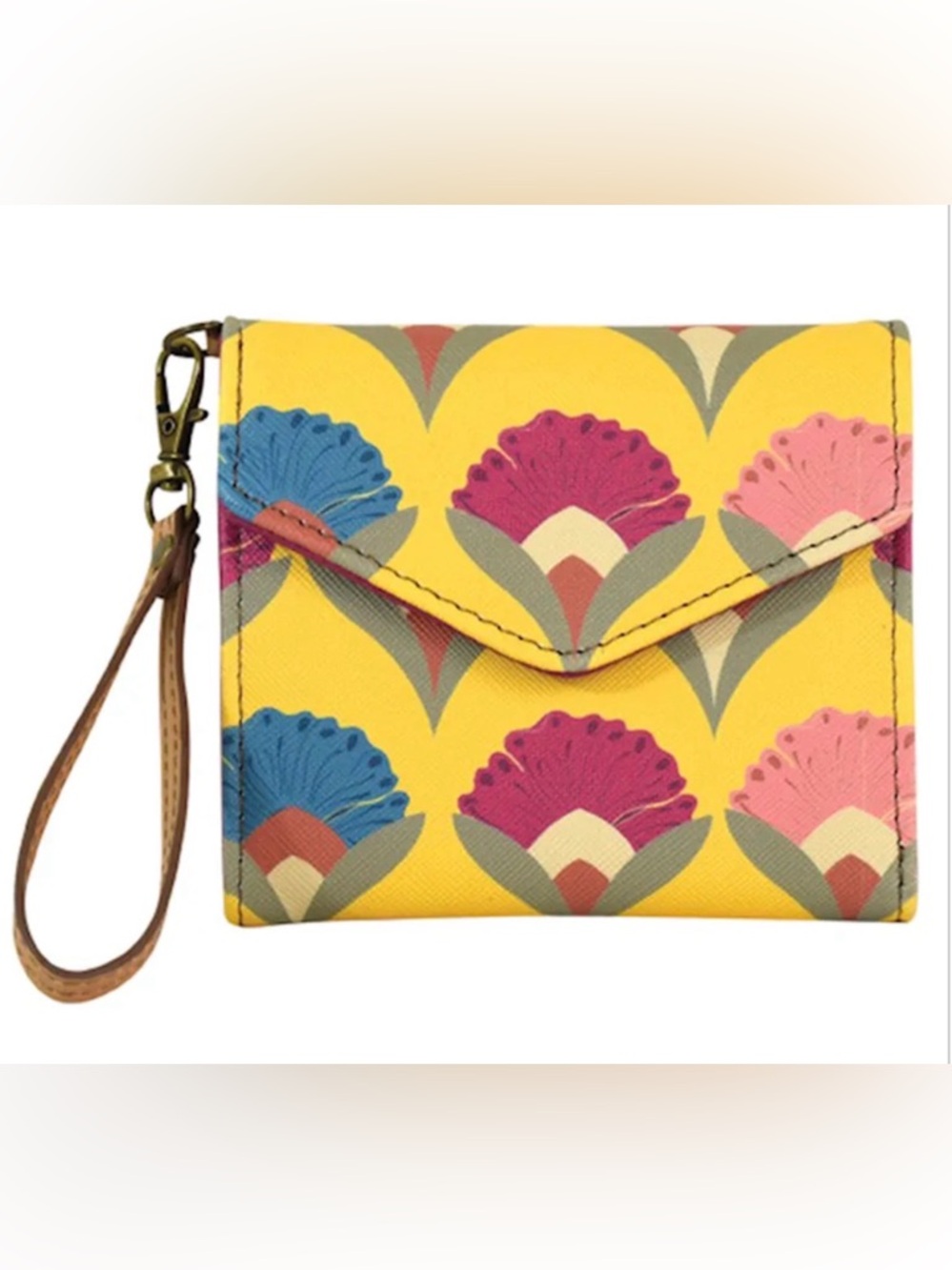 Catchfly Studio Yellow Floral Envelope Wallet New with tags.